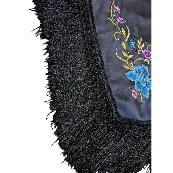 Vintage Cache Strapless Floral Embroidered Fringe Handkerchief Hem Y2K Size 4 - Picture 4 of 9